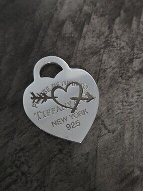 Tiffany & Co. Large Etched Heart Arrow Tag Pendant Charm